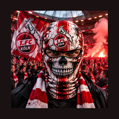 1. FC Köln Horror Balaclava – Gruselige Fußball Fan Sturmhaube | Halloween Maske