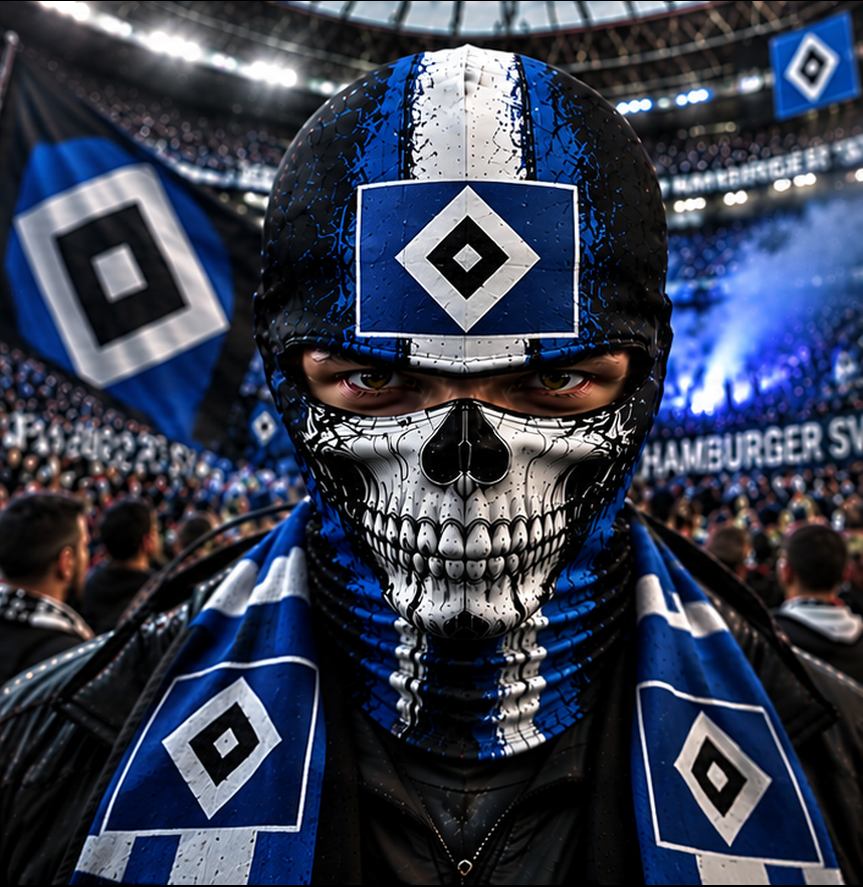 Hamburger SV Horror Balaclava – Gruselige Fußball Fan Sturmhaube | Halloween Maske