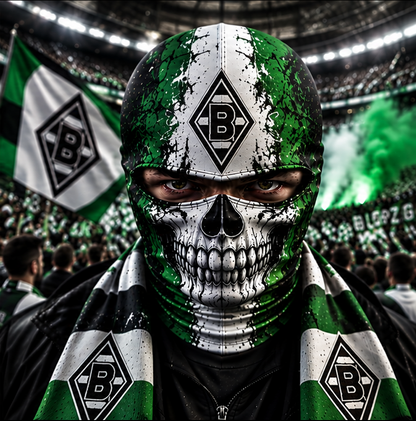 Borussia Mönchengladbach Horror Balaclava – Gruselige Fußball Fan Sturmhaube | Halloween Maske