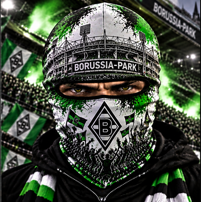 Borussia Mönchengladbach Ultras Graffiti Balaclava – Fußball Fan Sturmhaube | Premium Streetwear Edition