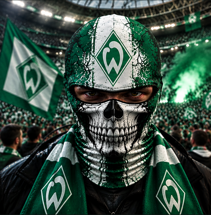 SV Werder Bremen Horror Balaclava – Gruselige Fußball Fan Sturmhaube | Halloween Maske