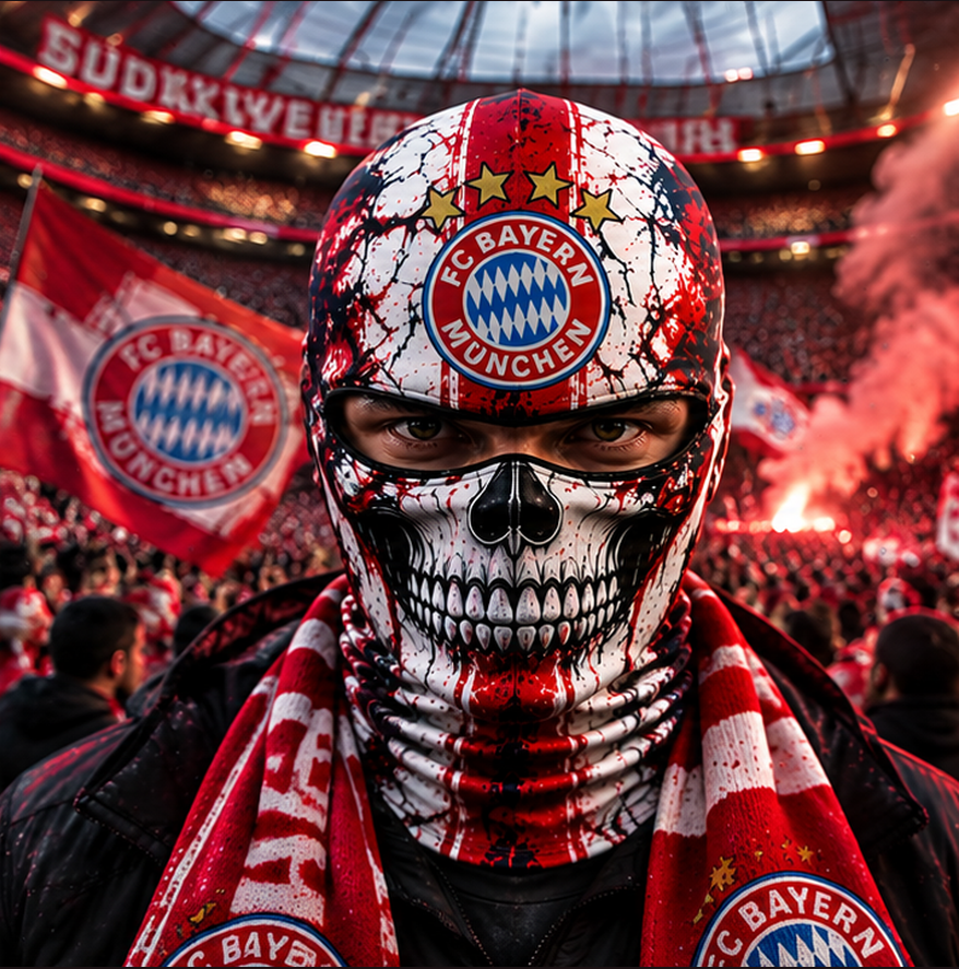 FC Bayern München Horror Balaclava – Gruselige Fußball Fan Sturmhaube | Halloween Maske