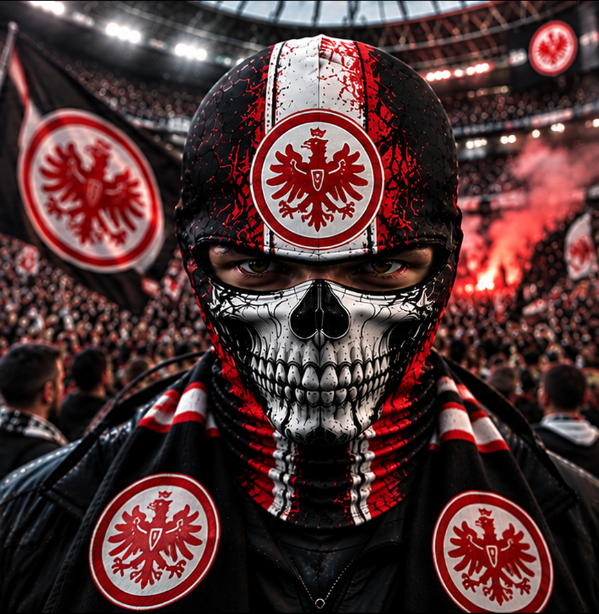 Eintracht Frankfurt Horror Balaclava – Gruselige Fußball Fan Sturmhaube | Halloween Maske
