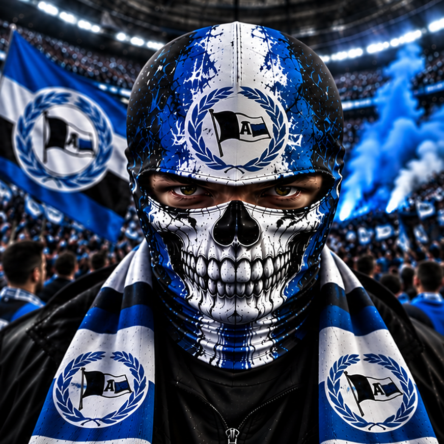 Arminia Bielefeld Horror Balaclava – Gruselige Fußball Fan Sturmhaube | Halloween Maske