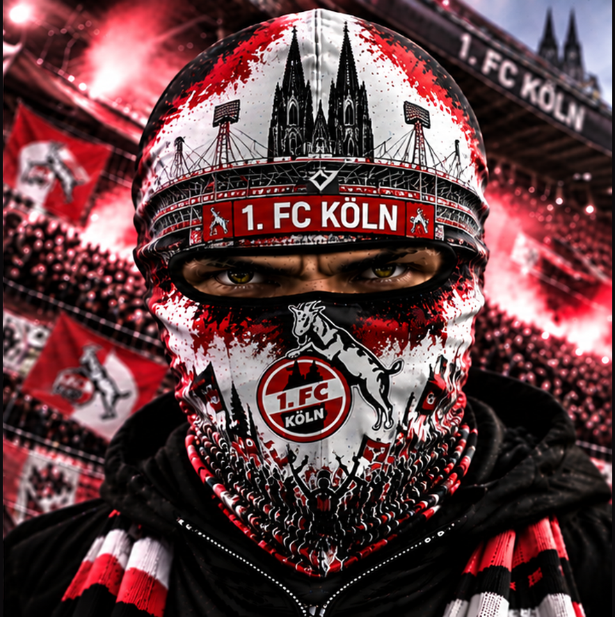1. FC Köln Ultras Graffiti Balaclava – Fußball Fan Sturmhaube | Premium Streetwear Edition