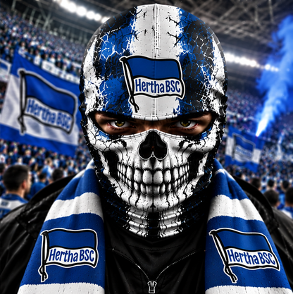 Hertha BSC Horror Balaclava – Gruselige Fußball Fan Sturmhaube | Halloween Maske