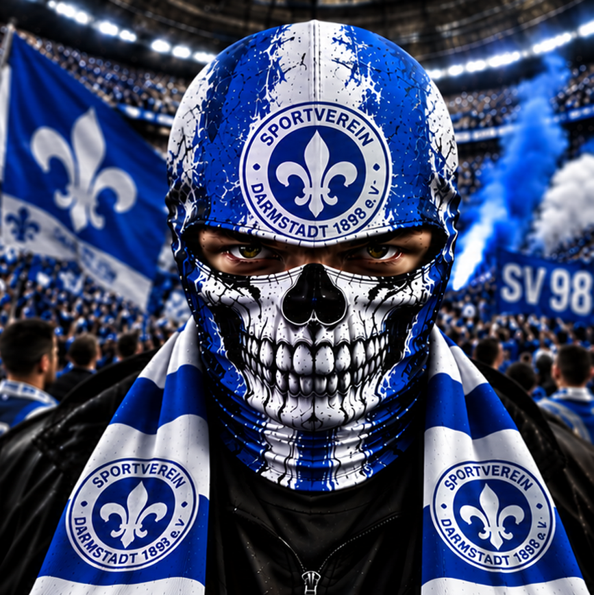 SV Darmstadt 98 Horror Balaclava – Gruselige Fußball Fan Sturmhaube | Halloween Maske