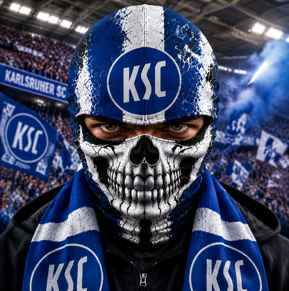 Karlsruher SC Horror Balaclava – Gruselige Fußball Fan Sturmhaube | Halloween Maske
