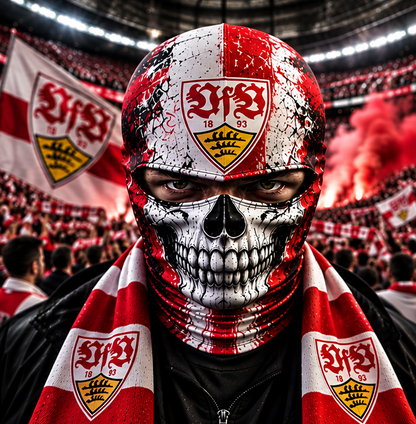 VfB Stuttgart Horror Balaclava – Gruselige Fußball Fan Sturmhaube | Halloween Maske
