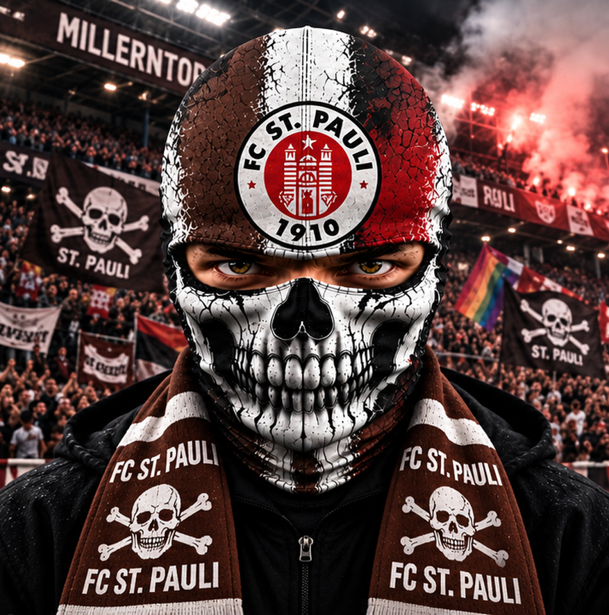 FC St. Pauli Horror Balaclava – Gruselige Fußball Fan Sturmhaube | Halloween Maske