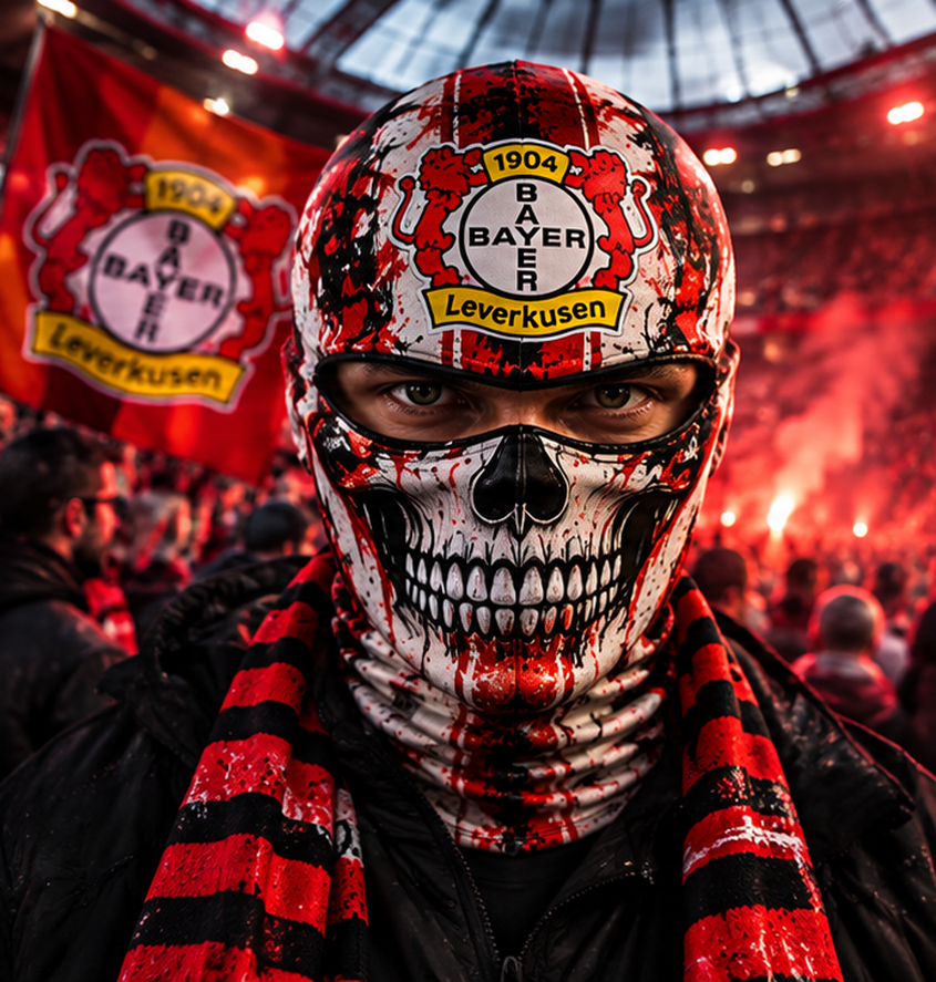 Bayer 04 Leverkusen Horror Balaclava – Gruselige Fußball Fan Sturmhaube | Halloween Maske