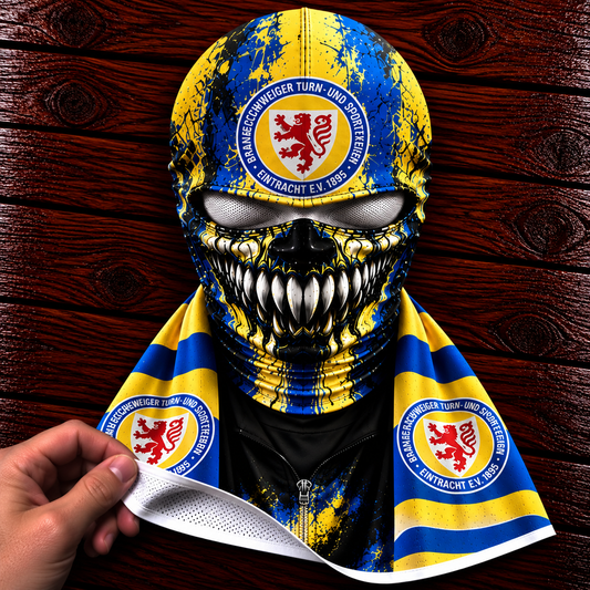 Eintracht Braunschweig Horror Balaclava – Gruselige Fußball Fan Sturmhaube | Halloween Maske