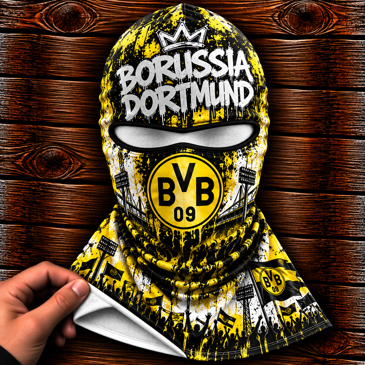 Borussia Dortmund Ultras Graffiti Balaclava – Fußball Fan Sturmhaube | Premium Streetwear Edition