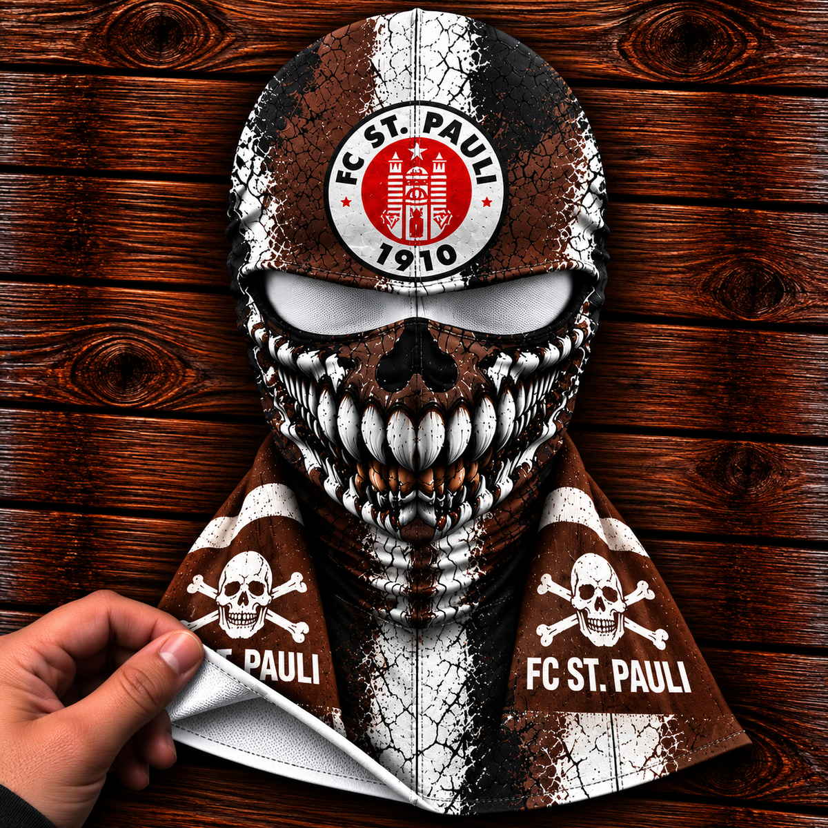 FC St. Pauli Horror Balaclava – Gruselige Fußball Fan Sturmhaube | Halloween Maske