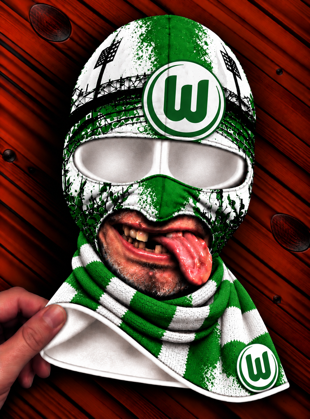 VfL Wolfsburg Lustige Fan Balaclava – Fußball Sturmhaube