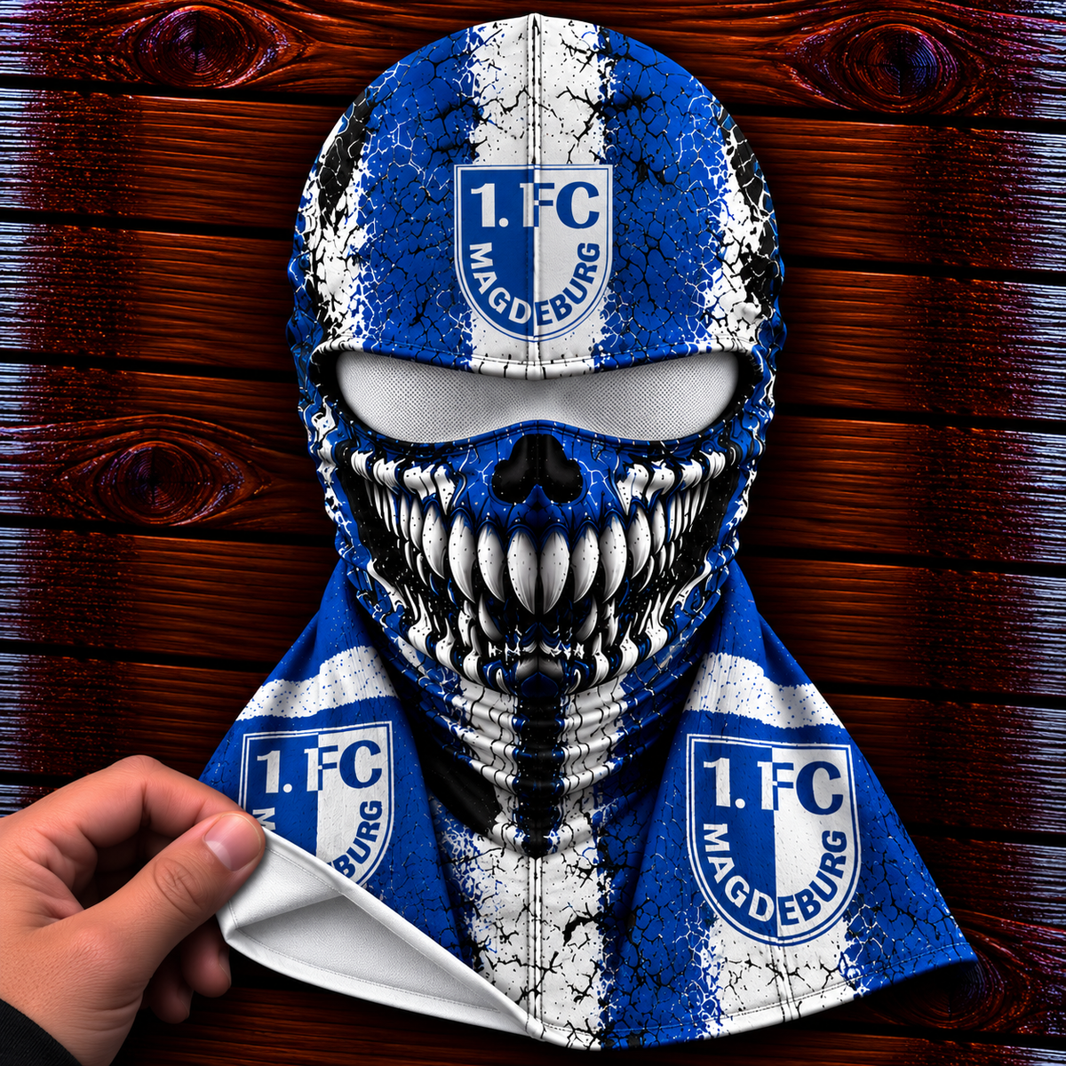 1. FC Magdeburg Horror Balaclava – Gruselige Fußball Fan Sturmhaube | Halloween Maske