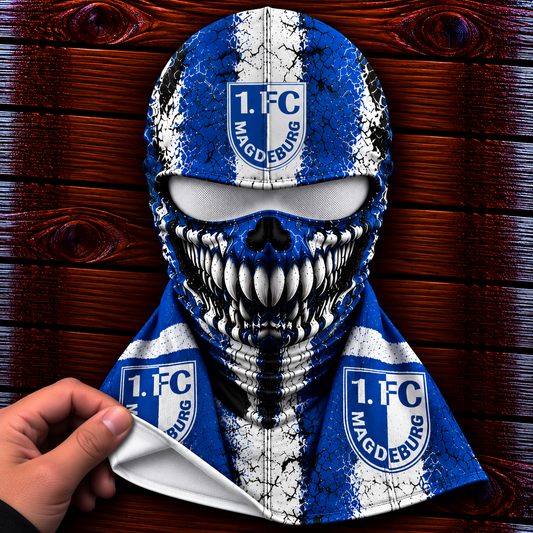 1. FC Magdeburg Horror Balaclava – Gruselige Fußball Fan Sturmhaube | Halloween Maske