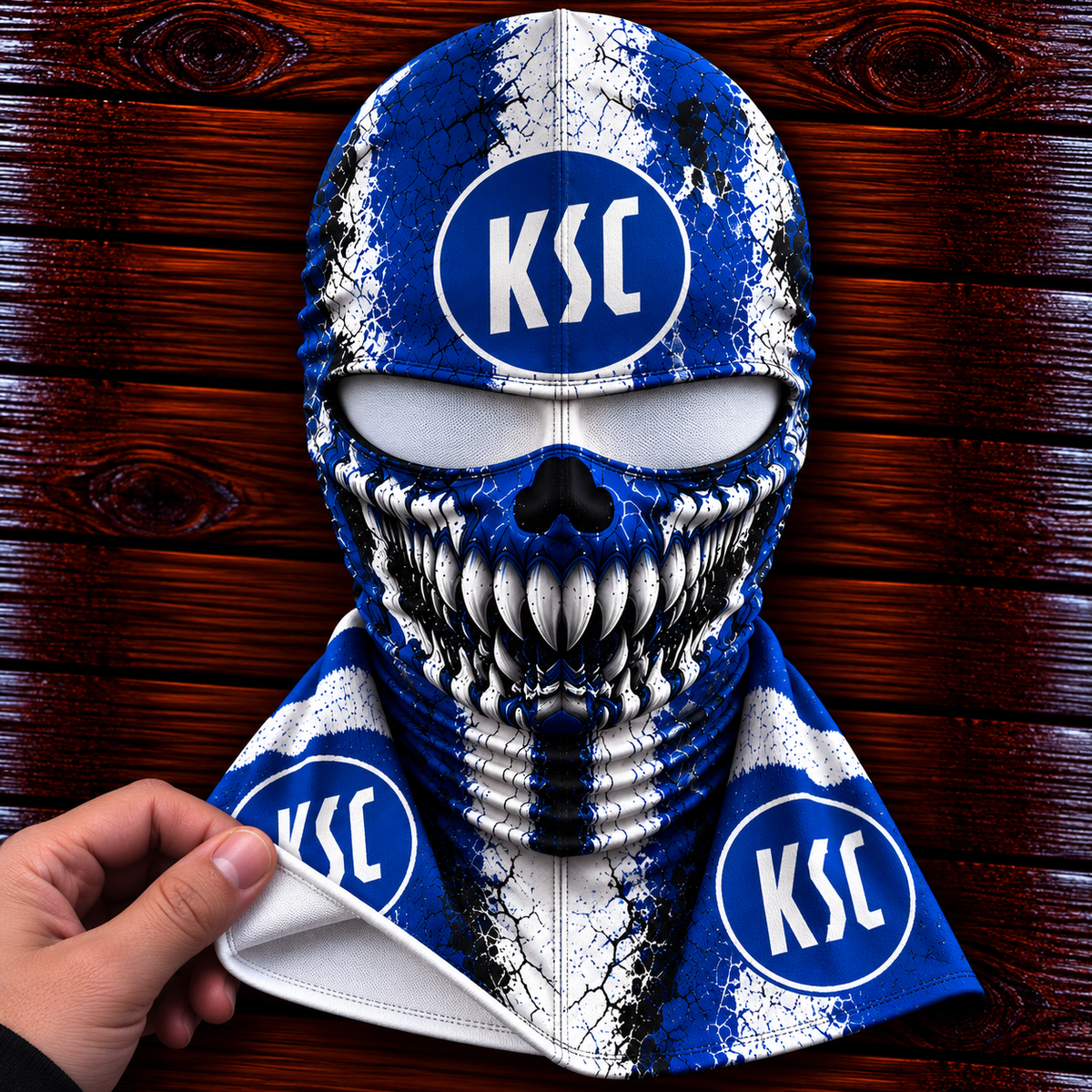 Karlsruher SC Horror Balaclava – Gruselige Fußball Fan Sturmhaube | Halloween Maske