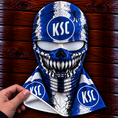 Karlsruher SC Horror Balaclava – Gruselige Fußball Fan Sturmhaube | Halloween Maske