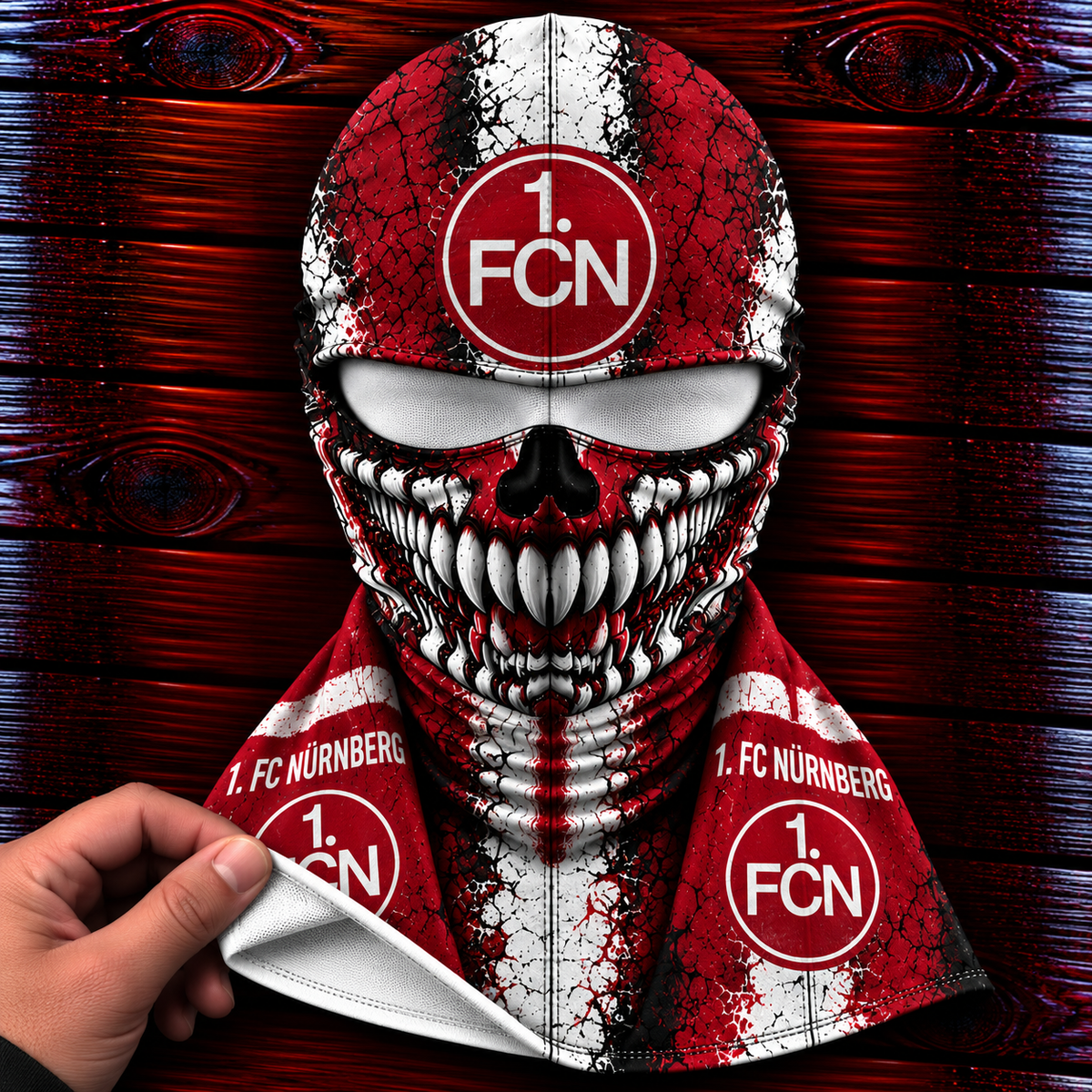 1. FC Nürnberg Horror Balaclava – Gruselige Fußball Fan Sturmhaube | Halloween Maske