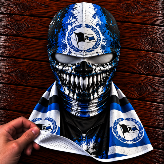 Arminia Bielefeld Horror Balaclava – Gruselige Fußball Fan Sturmhaube | Halloween Maske