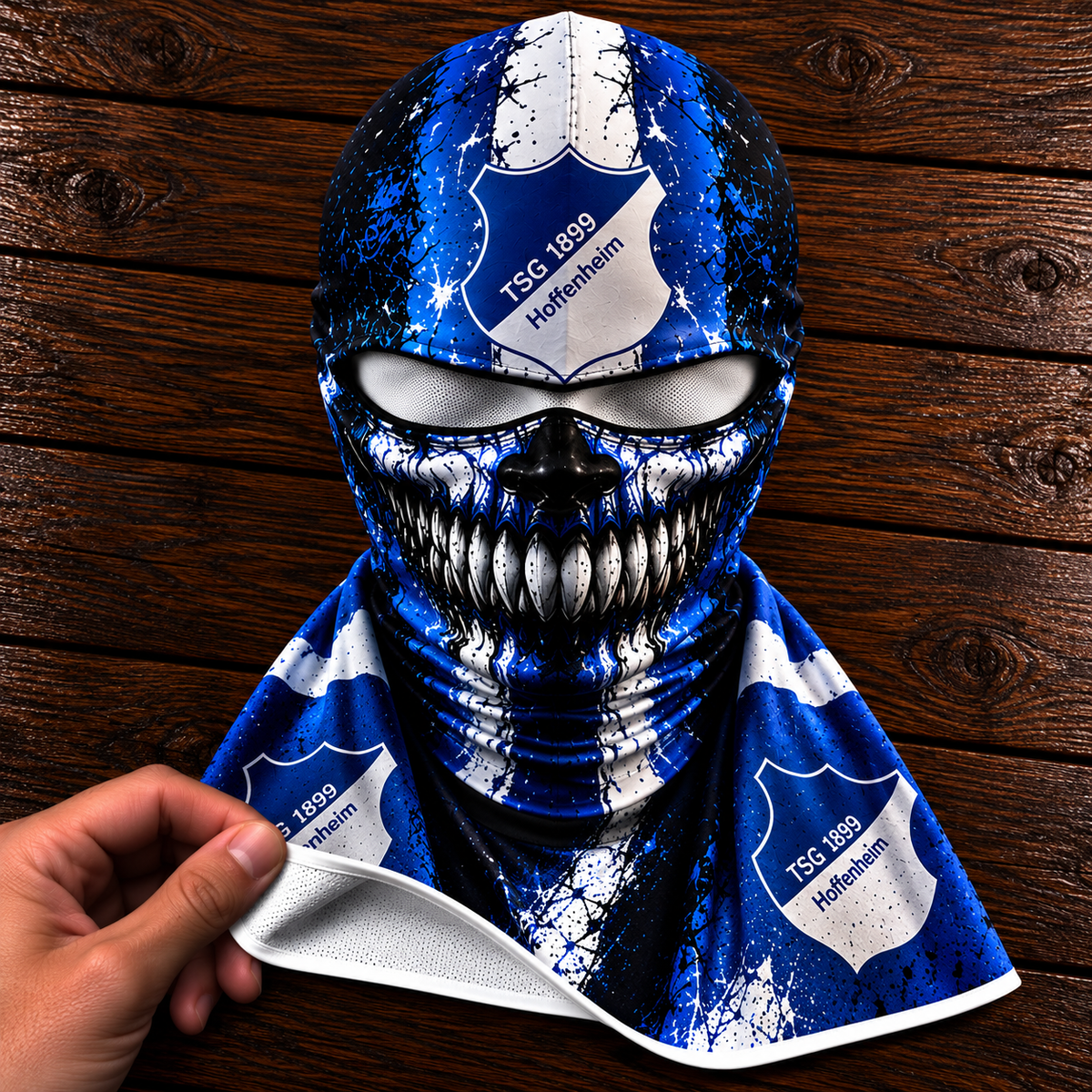 TSG Hoffenheim Horror Balaclava – Gruselige Fußball Fan Sturmhaube | Halloween Maske