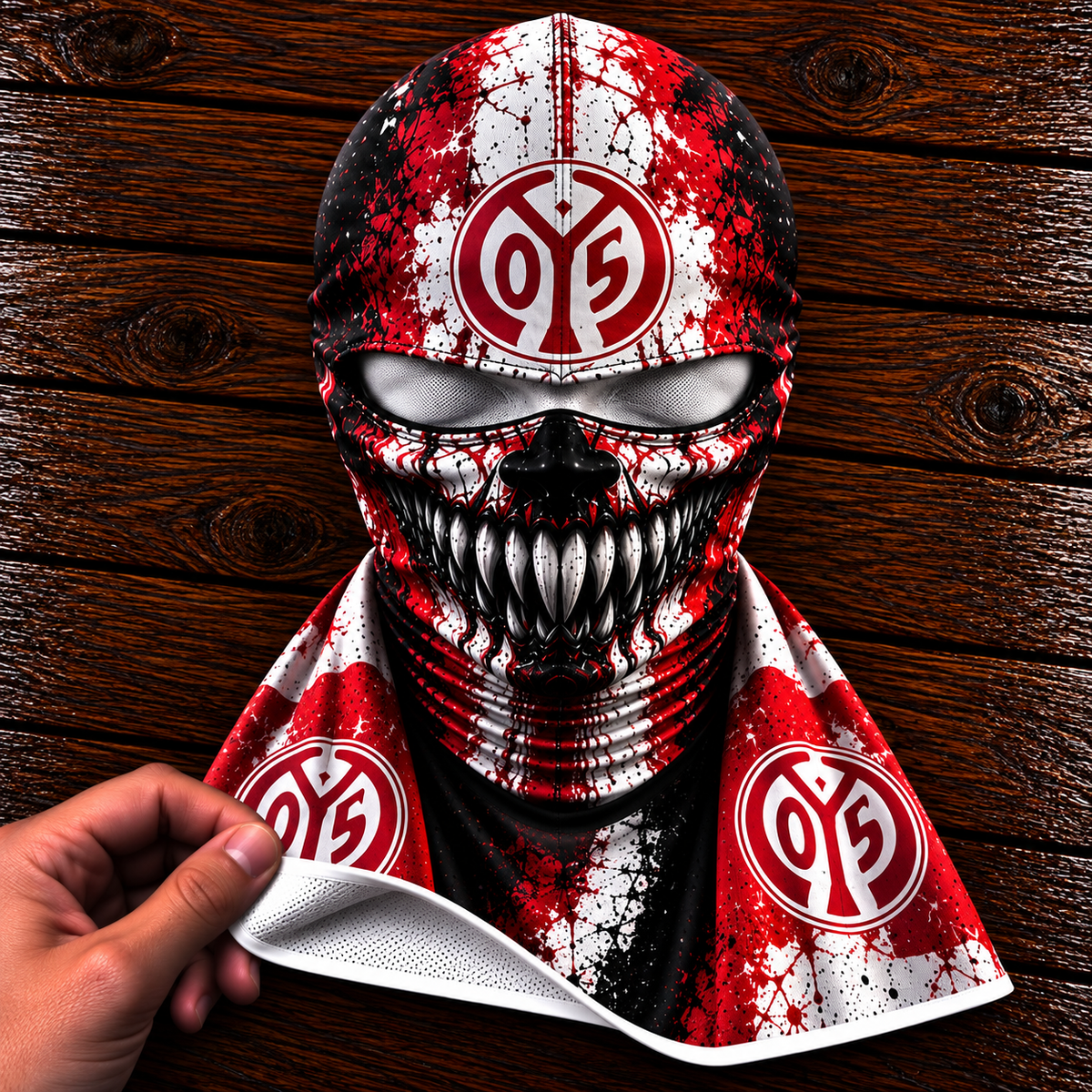 1. FSV Mainz 05 Horror Balaclava – Gruselige Fußball Fan Sturmhaube | Halloween Maske