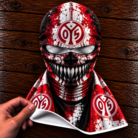 1. FSV Mainz 05 Horror Balaclava – Gruselige Fußball Fan Sturmhaube | Halloween Maske