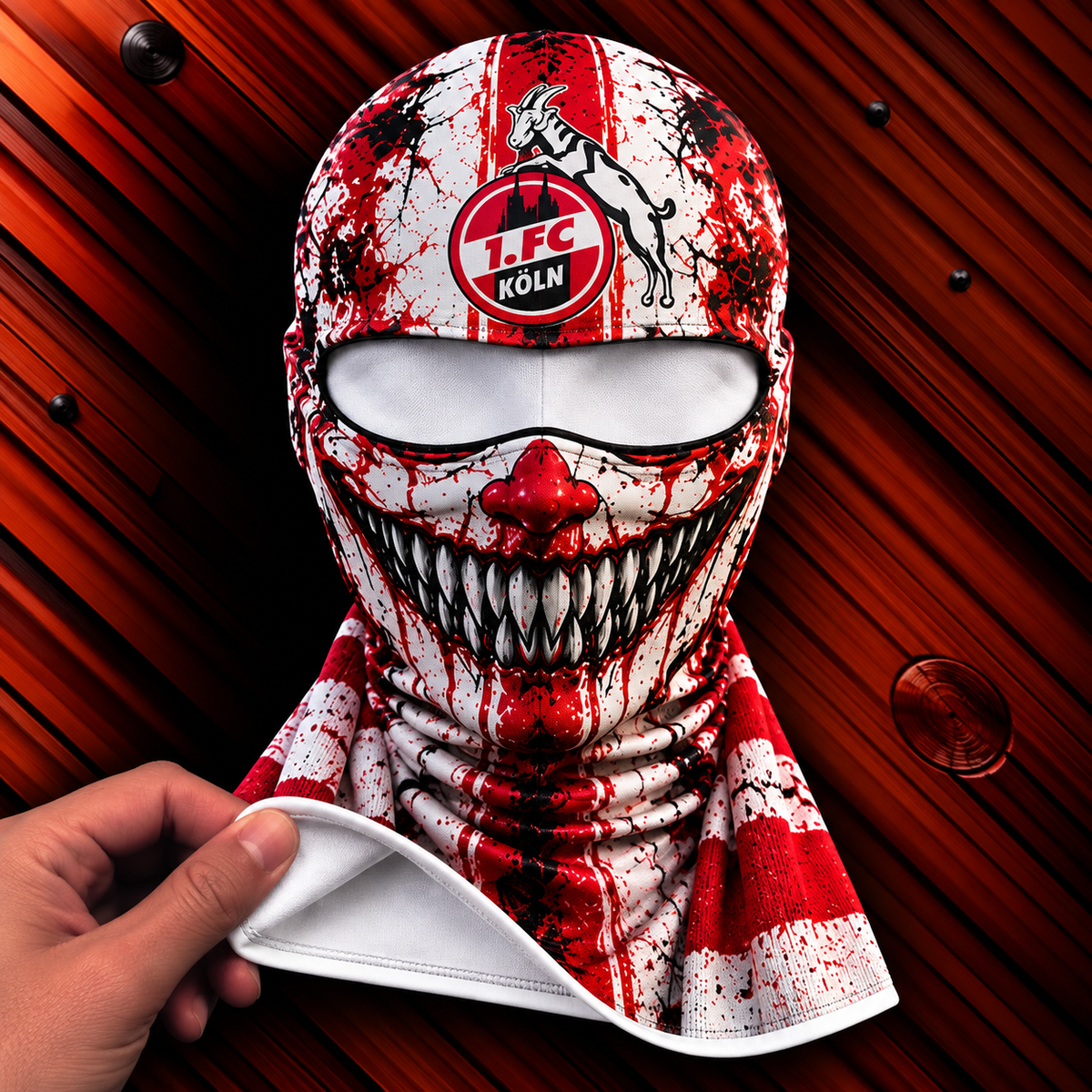 1. FC Köln Horror Balaclava – Gruselige Fußball Fan Sturmhaube | Halloween Maske