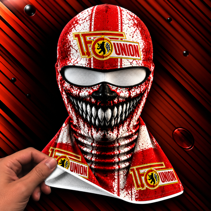 1. FC Union Berlin Horror Balaclava – Gruselige Fußball Fan Sturmhaube | Halloween Maske