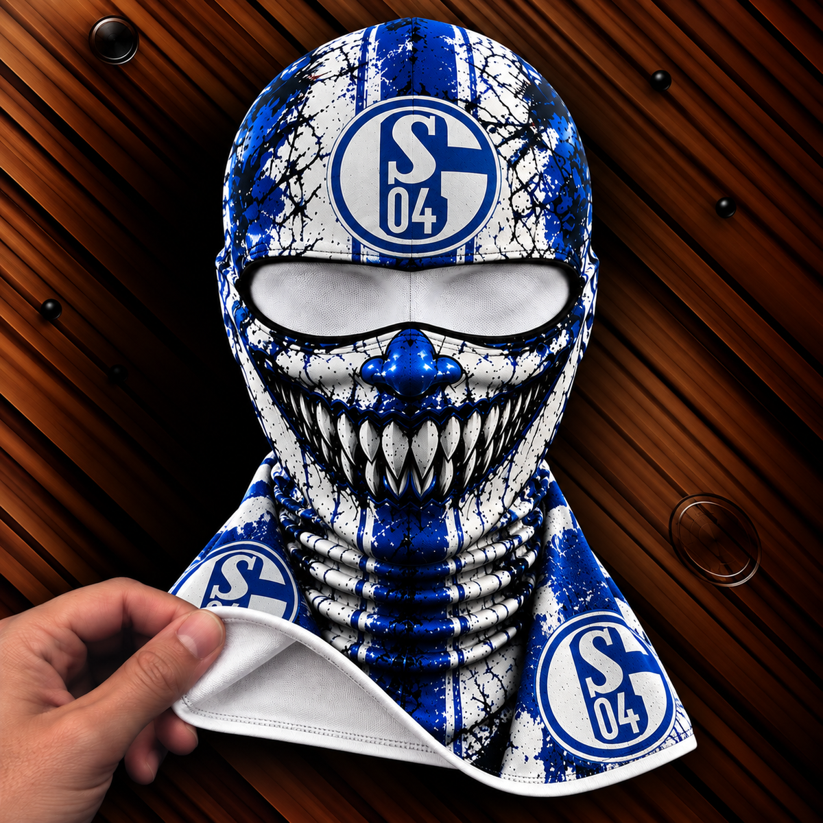 FC Schalke 04 Horror Balaclava – Gruselige Fußball Fan Sturmhaube | Halloween Maske