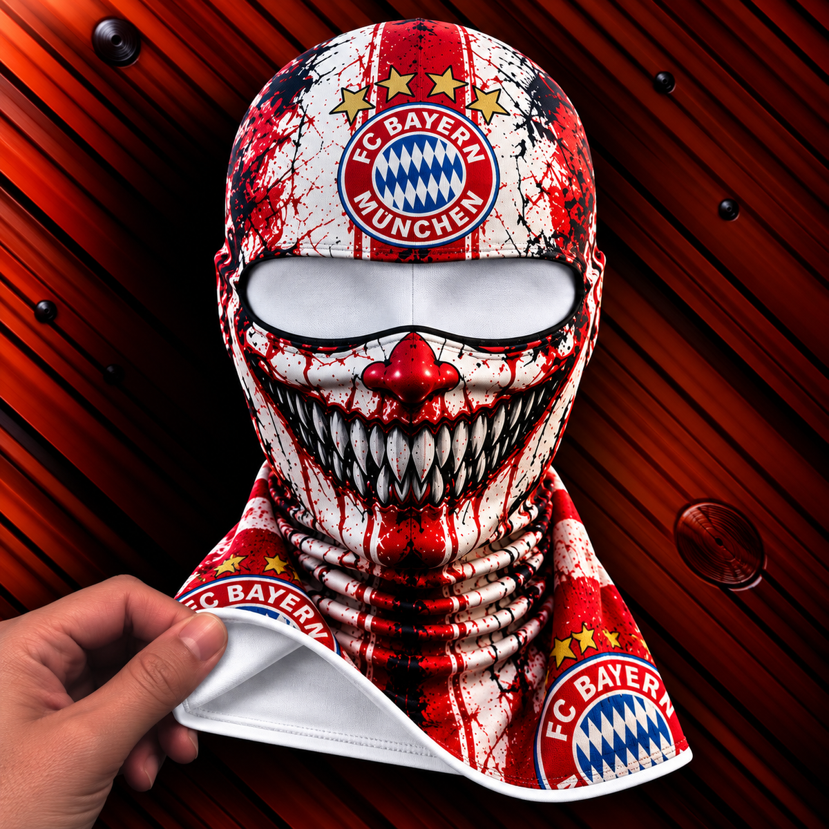 FC Bayern München Horror Balaclava – Gruselige Fußball Fan Sturmhaube | Halloween Maske