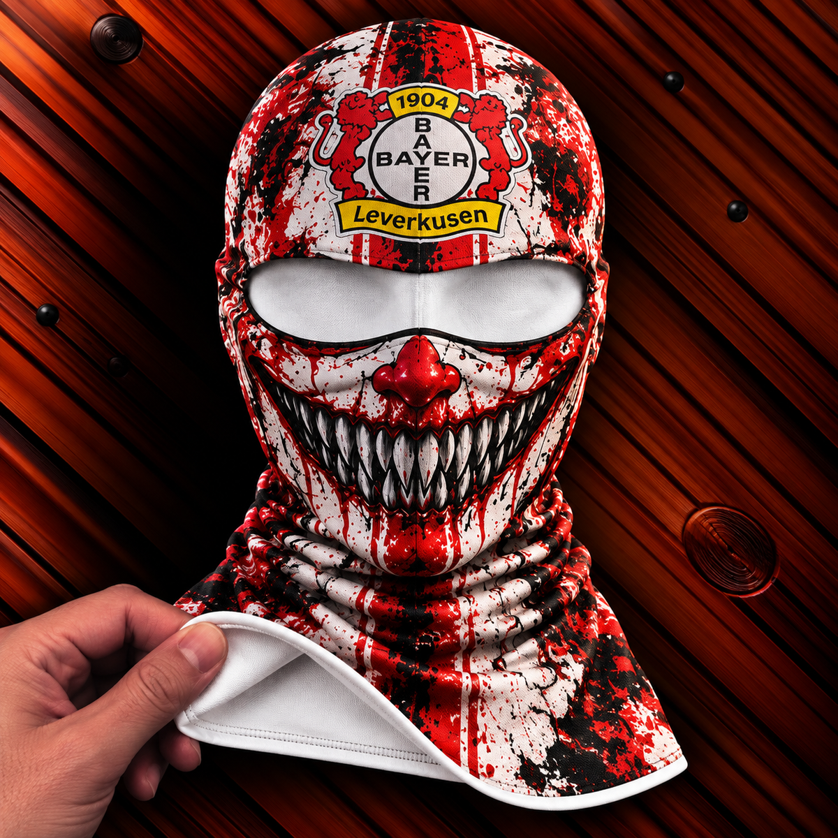 Bayer 04 Leverkusen Horror Balaclava – Gruselige Fußball Fan Sturmhaube | Halloween Maske