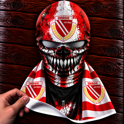 Energie Cottbus Horror Balaclava – Gruselige Fußball Fan Sturmhaube | Halloween Maske