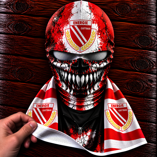 Energie Cottbus Horror Balaclava – Gruselige Fußball Fan Sturmhaube | Halloween Maske