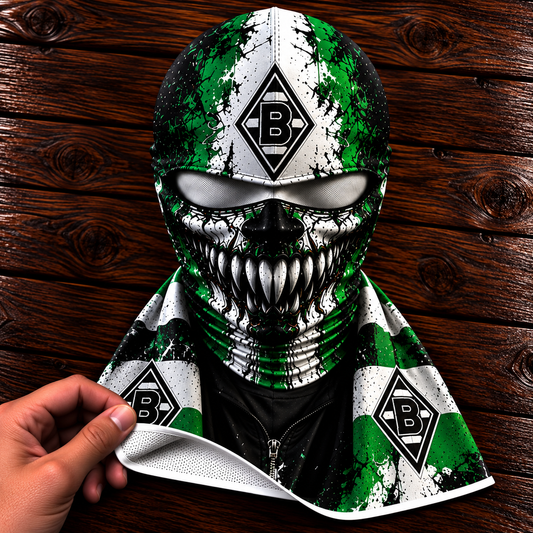 Borussia Mönchengladbach Horror Balaclava – Gruselige Fußball Fan Sturmhaube | Halloween Maske