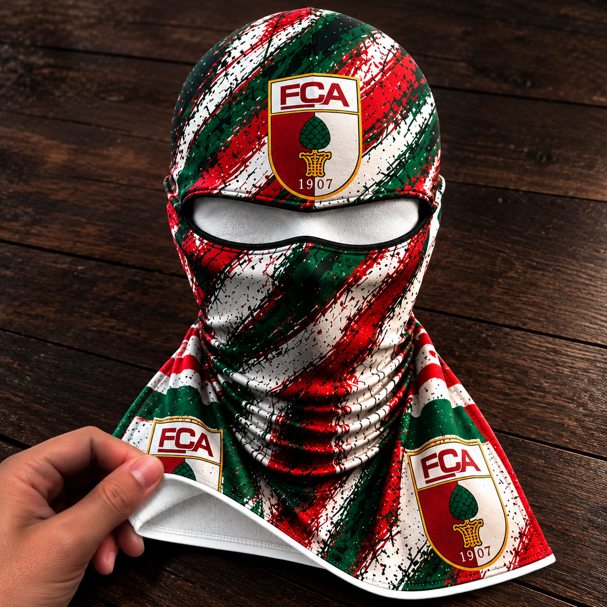 FC Augsburg Horror Balaclava – Gruselige Fußball Fan Sturmhaube | Halloween Maske
