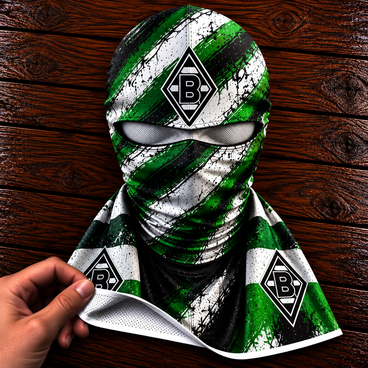 Borussia Mönchengladbach Horror Balaclava – Gruselige Fußball Fan Sturmhaube | Halloween Maske