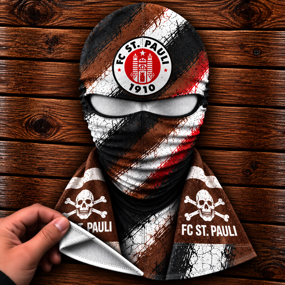 FC St. Pauli Horror Balaclava – Gruselige Fußball Fan Sturmhaube | Halloween Maske