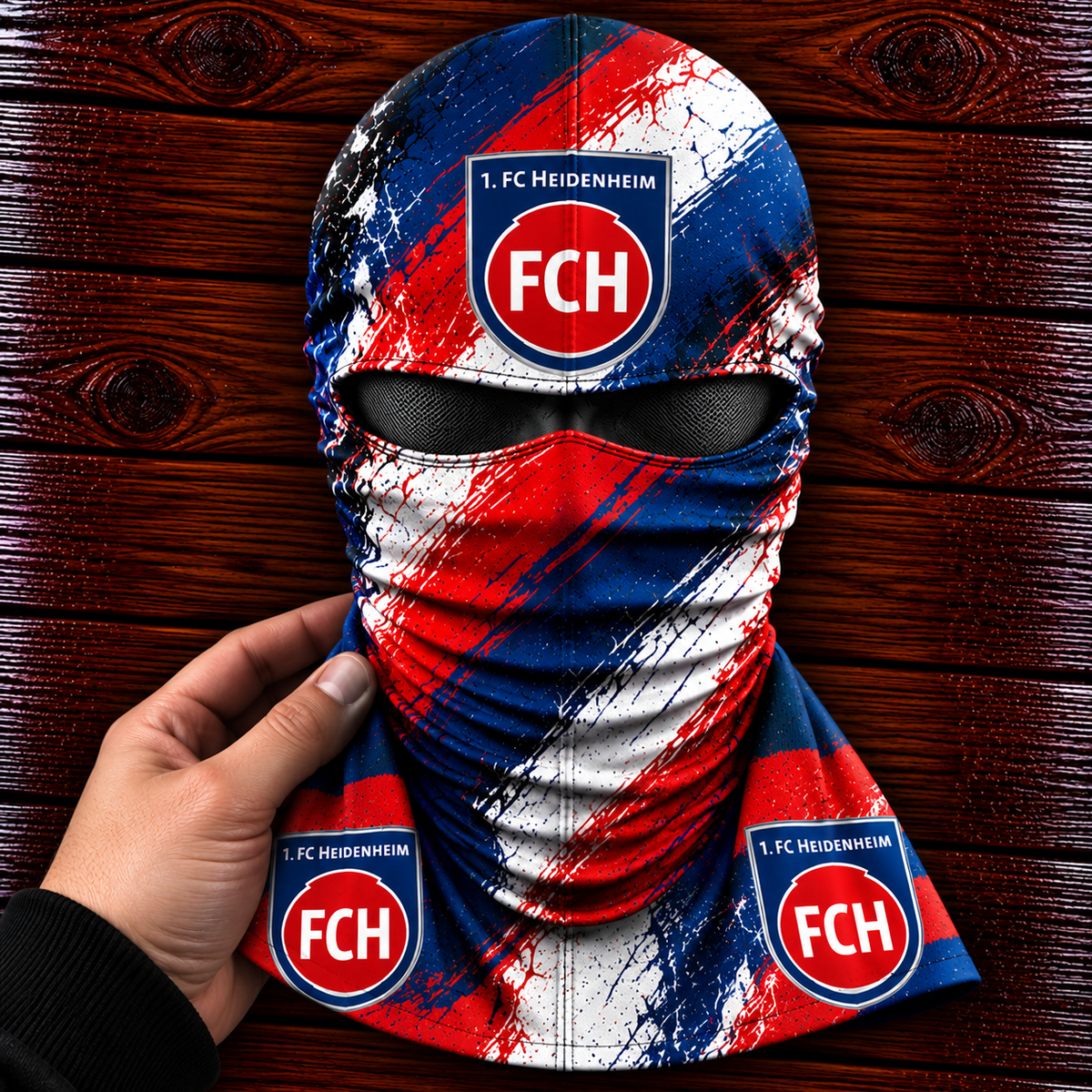 1. FC Heidenheim Horror Balaclava – Gruselige Fußball Fan Sturmhaube | Halloween Maske