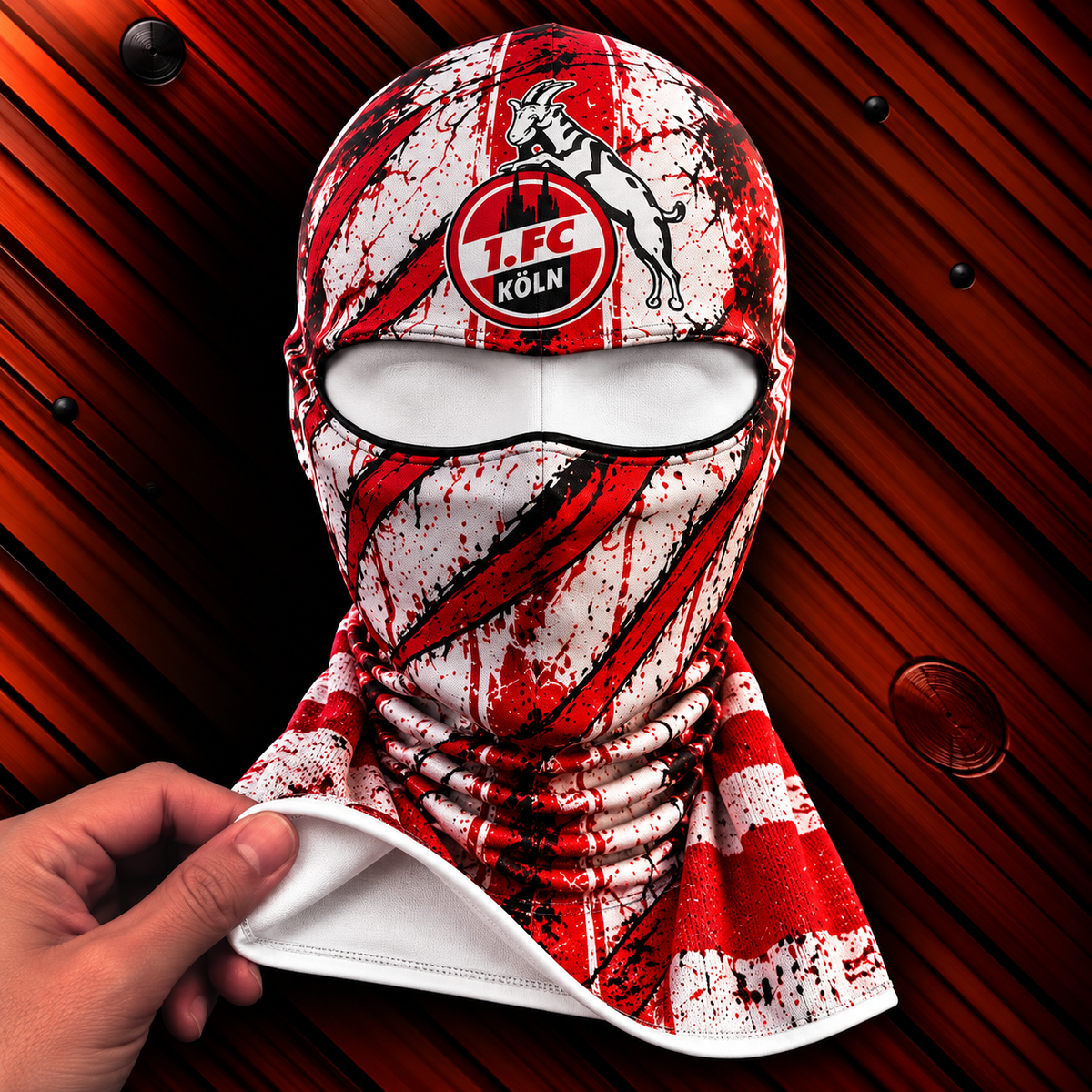 1. FC Köln Horror Balaclava – Gruselige Fußball Fan Sturmhaube | Halloween Maske