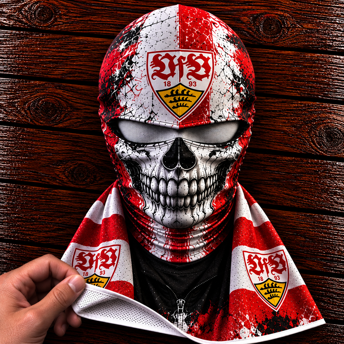 VfB Stuttgart Horror Balaclava – Gruselige Fußball Fan Sturmhaube | Halloween Maske