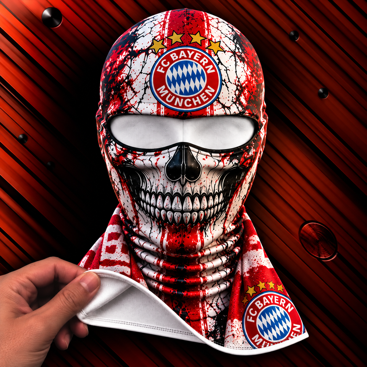 FC Bayern München Horror Balaclava – Gruselige Fußball Fan Sturmhaube | Halloween Maske