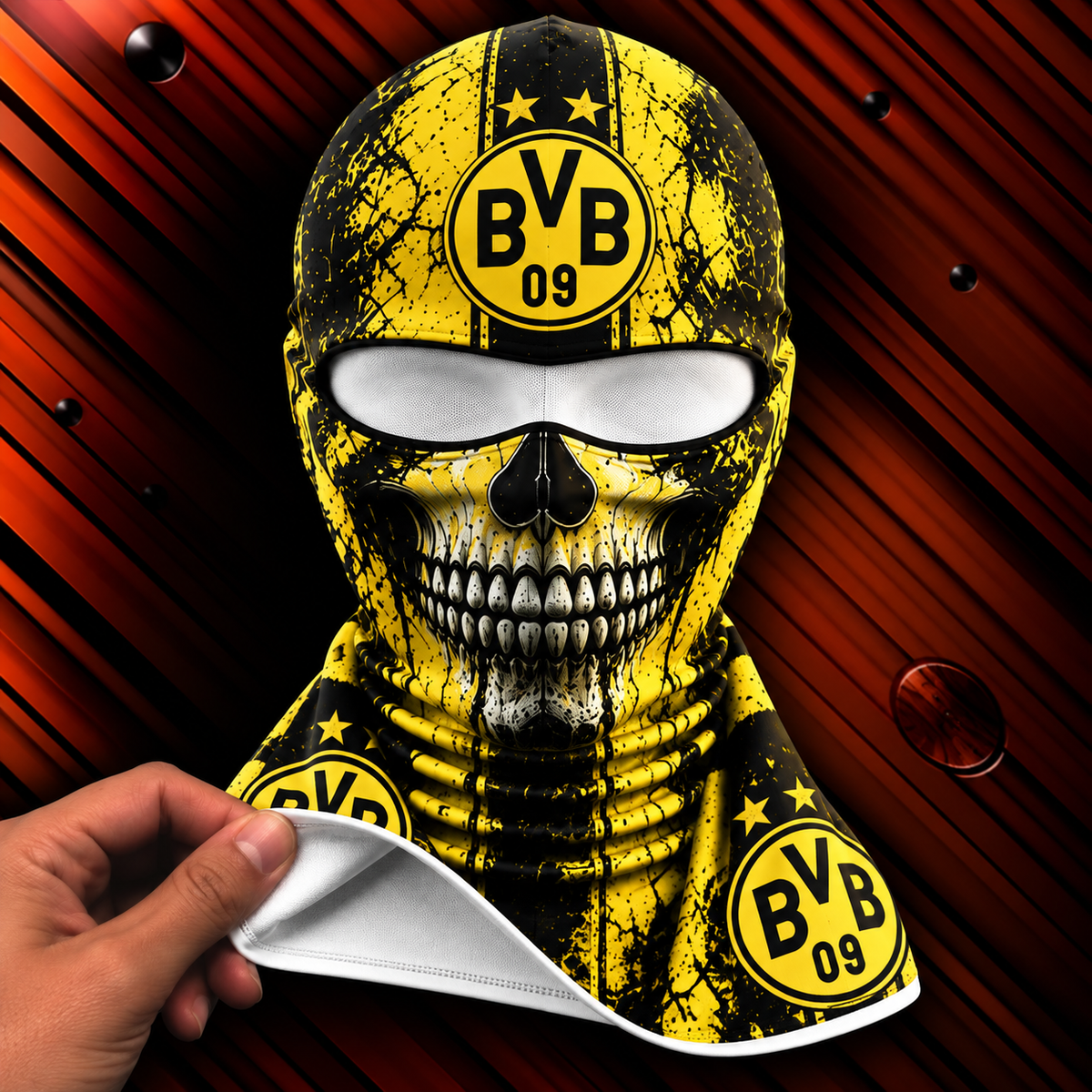 Borussia Dortmund Horror Balaclava – Gruselige Fußball Fan Sturmhaube | Halloween Maske