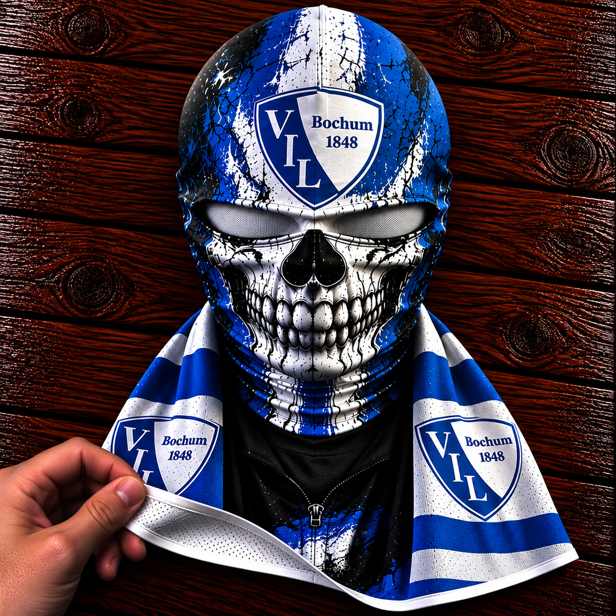 VfL Bochum Horror Balaclava – Gruselige Fußball Fan Sturmhaube | Halloween Maske