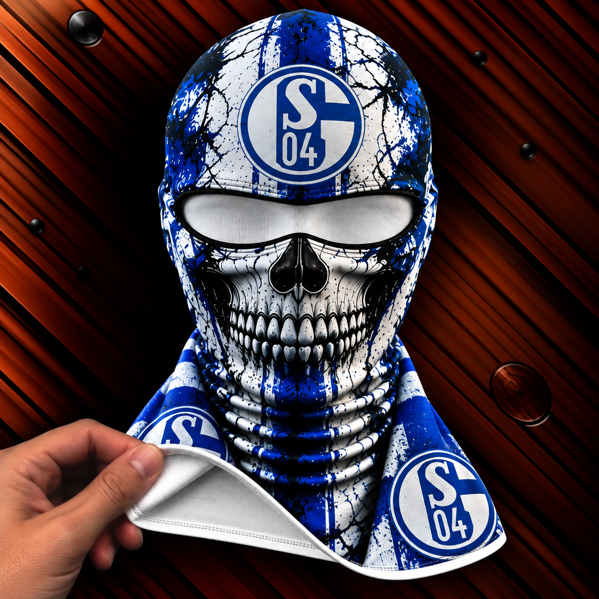 FC Schalke 04 Horror Balaclava – Gruselige Fußball Fan Sturmhaube | Halloween Maske