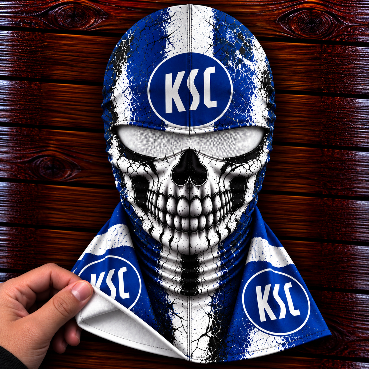 Karlsruher SC Horror Balaclava – Gruselige Fußball Fan Sturmhaube | Halloween Maske