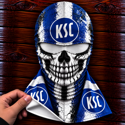 Karlsruher SC Horror Balaclava – Gruselige Fußball Fan Sturmhaube | Halloween Maske