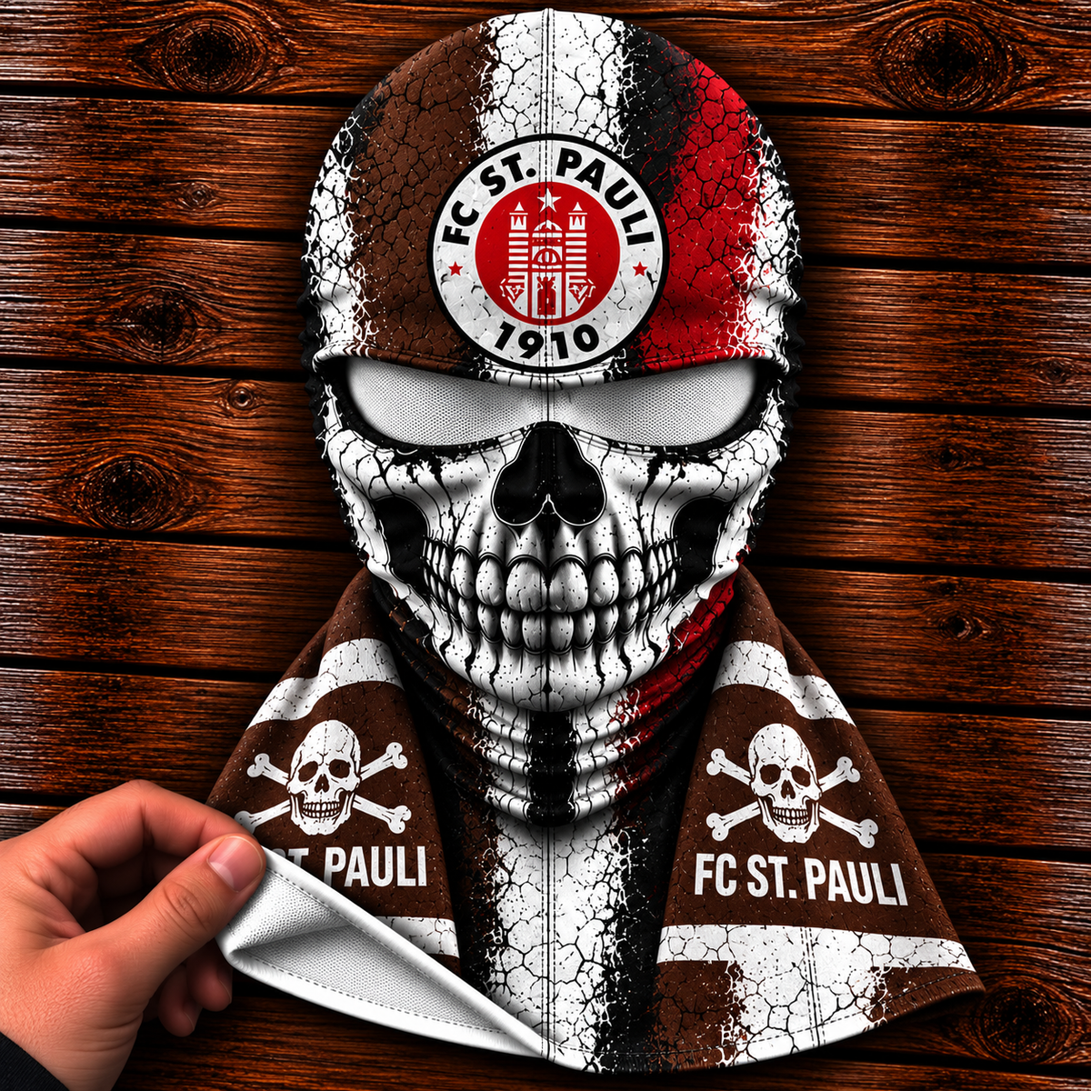 FC St. Pauli Horror Balaclava – Gruselige Fußball Fan Sturmhaube | Halloween Maske