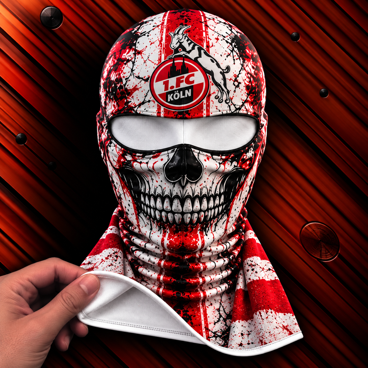 1. FC Köln Horror Balaclava – Gruselige Fußball Fan Sturmhaube | Halloween Maske